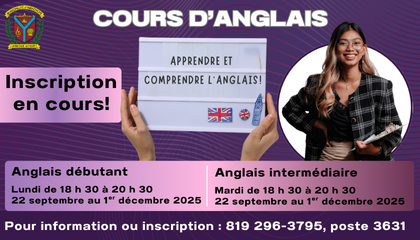 Cours d'anglais automne 2025
